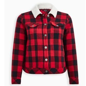 Torrid Trucker COAT BUFFALO PLAID RED